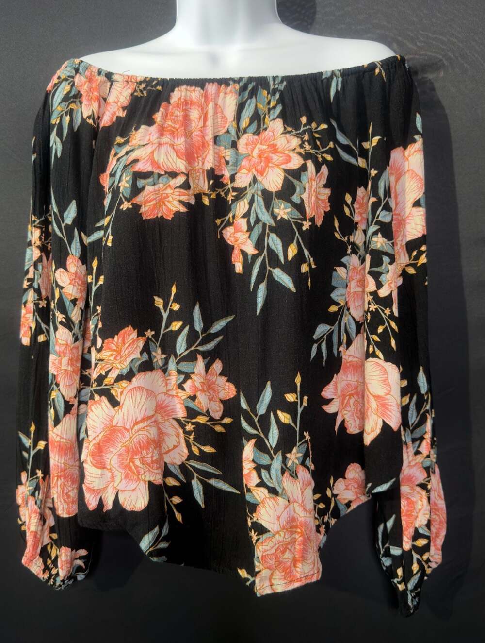 Billabong Floral Off-The-Shoulder Long Sleeve Top Size XS